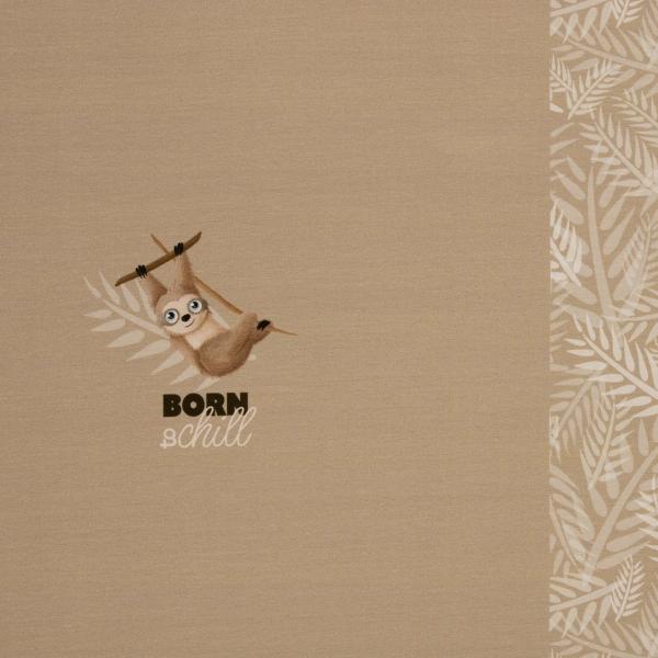 Baumwolljersey Lazy Jungle Faultier Panel ca. 50cm Camel by Mrs. Mint Design von Swafing